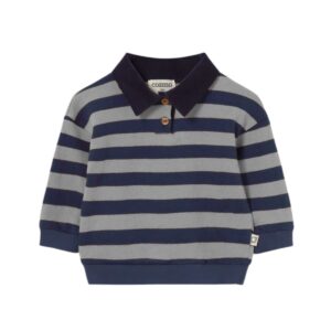 Pull polo bébé Palau Navy Grey Striped Cozmo à rayures