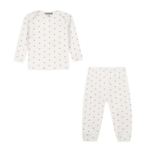 Pyjama Patino Rose Bonton 3 pièces en coton avec imprimé étoiles
