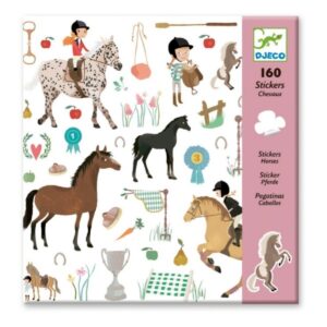 Stickers Chevaux Djeco avec cavaliers, obstacles et trophées