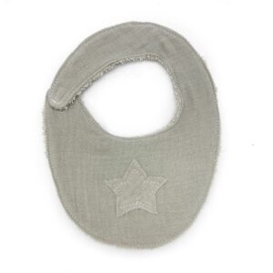 Bavoir étoile brodée Babyshower Star Dune Powder en gaze de coton