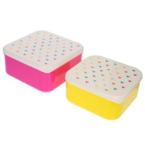 Boîtes à goûter cœurs multicolores pour enfant