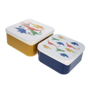Boîtes à goûter dinosaure moutarde et bleu foncé