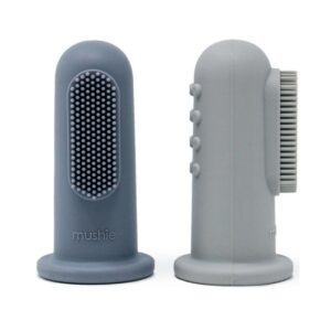 Brosses à dents à doigt Mushie Tradewinds-Stone en silicone