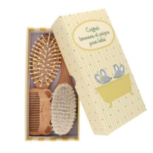 Coffret brosses peigne bébé en bois Petites Souris