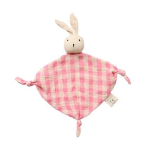 Doudou plat lapin rose à carreaux Chichi Pompon
