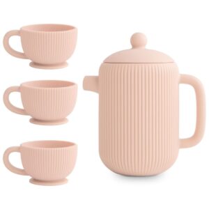 Jeu thé en silicone Mushie Blush avec théière et trois tasses
