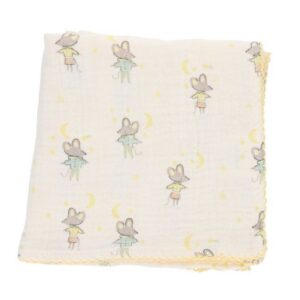 Lange bébé écru jaune Petites Souris 120x120 cm avec motifs souris