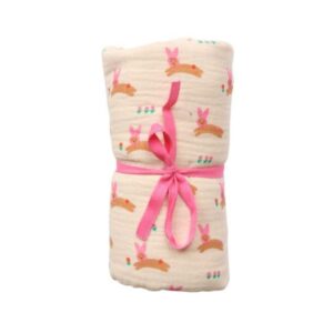 Lange lapin rose Chichi Pompon 120x120 cm
