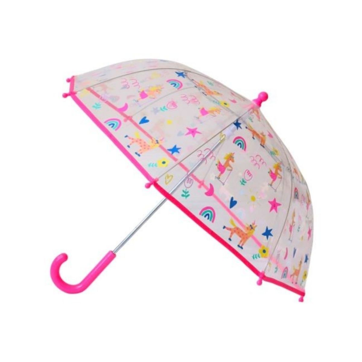 Parapluie enfant licornes multicolores avec motifs fluo