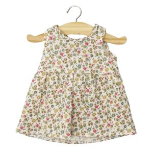 Robe poupée sans manches Faustine Minikane petites fleurs fuchsia