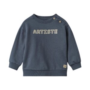 Sweatshirt enfant bleu gris Franc Wheat avec inscription Artiste