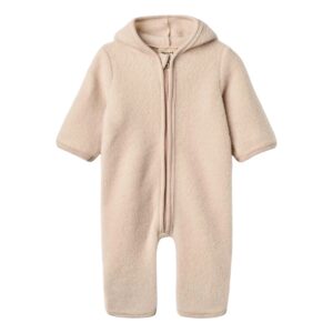 Combinaison bébé laine mérinos Wheat Ata coloris Pale Lilac avec capuche