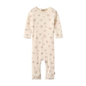 Combinaison bébé laine mérinos Haven Eggshell Flowers Wheat