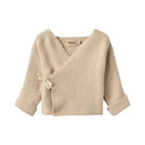 Gilet croisé bébé Silva Off White Wheat en coton biologique