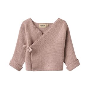 Gilet croisé bébé Siva Dry Rose Wheat en coton biologique