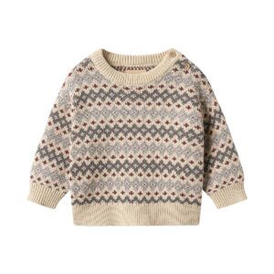 Pull bébé coton bio Harlow Flint Wheat en maille jacquard